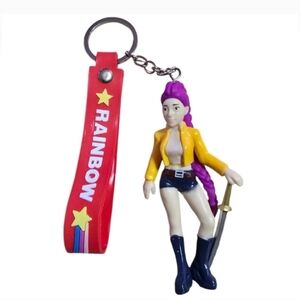Colorful Keychain with Figure and Rainbow Strap